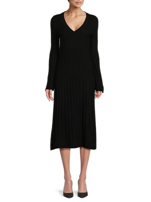 360 Cashmere Women's Jazmyn Wool & Cashmere Ribbed Sheath Dress - Black - Size XS