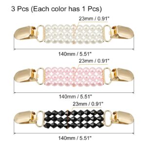 3pcs Sweater Clips Cardigan Collar Clips Dress Clips(White, Black, Pink) - White, Black, Pink