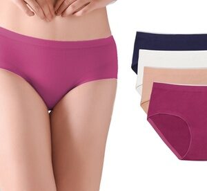 4 Pack Women Seamless Mid-Rise Lingerie Briefs Underwear Panties L Multi-color