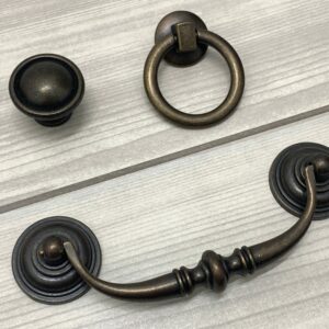 4.25" 4 1/4" Antique Bronze Drop Bail Pull Dresser Ring Rustic Drawer Handle Knob Cupboard Cabinet Swing Vintage Style 108