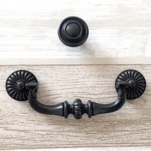 4.5" Vintage Style Bail Drawer Pulls Handle Dark Antique Bronze Black Drop Cabinet Pull Swing Dresser 4 1/2" 114mm Lynns Graceland