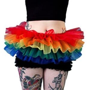 420-RBW-OS Womens Tutu Dress Tulle Skirt, Rainbow - One Size