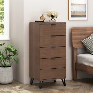 5 Drawers Dresser Organizer Flower Stand Tea Cabinet Side Cabinet with Metal Feet for Bedroom, Living Room