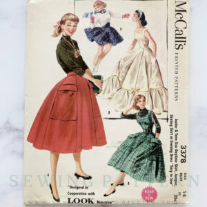 50S Mccalls 3378. 32 Bust Uncut Ff. Skating Skirt Ruffle Tier Evening Gown. Prom Wedding Formal Party Dress. 1950S Vintage Sewing Pattern