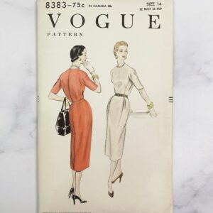 50S Vogue 8383. 32 Bust Unused Ff. Unprinted Vintage Midi Slim Skirt Day Dress Elbow Sleeves Lucy Style 1950S Vintage Sewing Pattern