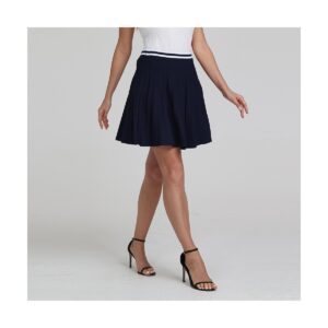 525 Women's Larissa Stripe Wait Pleated Tennis Skirt - Dark blue multi