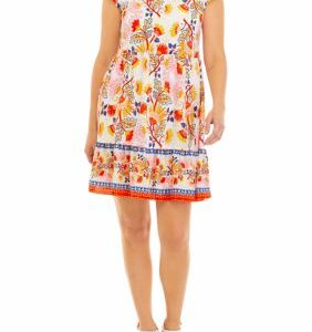 52seven Women's Short Sleeve Printed Tiered Babydoll Dress