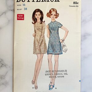 60S Butterick 5710. 38 Bust. Uncut Ff Retro Babydoll Sheer Long Short Sleeve Overdress With Slip Dress 1960S Vintage Sewing Pattern. Volup