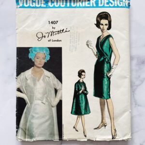 60S Vogue Couturier Design 1407. 36 Bust Uncut Ff. Jo Mattli Faux Wrap Dress Mod Retro Wide Loose Swing Coat. 1960S Vintage Sewing Pattern