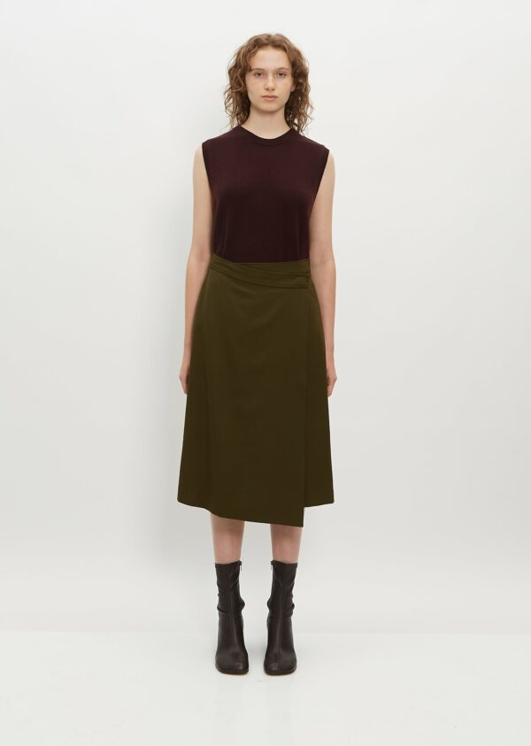 6397 Tailored Wool Wrap Skirt Army Size: 6