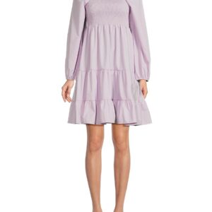 70/21 Women's Tiered Smocked Peasant Dress - Lavender - Size M