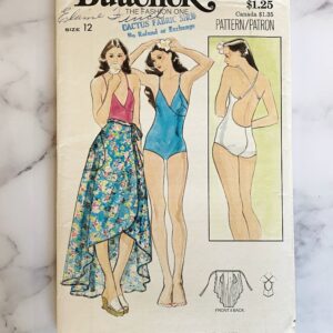 70S Butterick 5410. 34 Bust. Uncut Ff Retro One Piece Surplice Swimsuit Bathing Suit Wrap Skirt Sarong 1970S Vintage Sewing Pattern