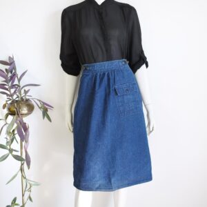 70S/80S Sasson Denim Wrap Skirt - S