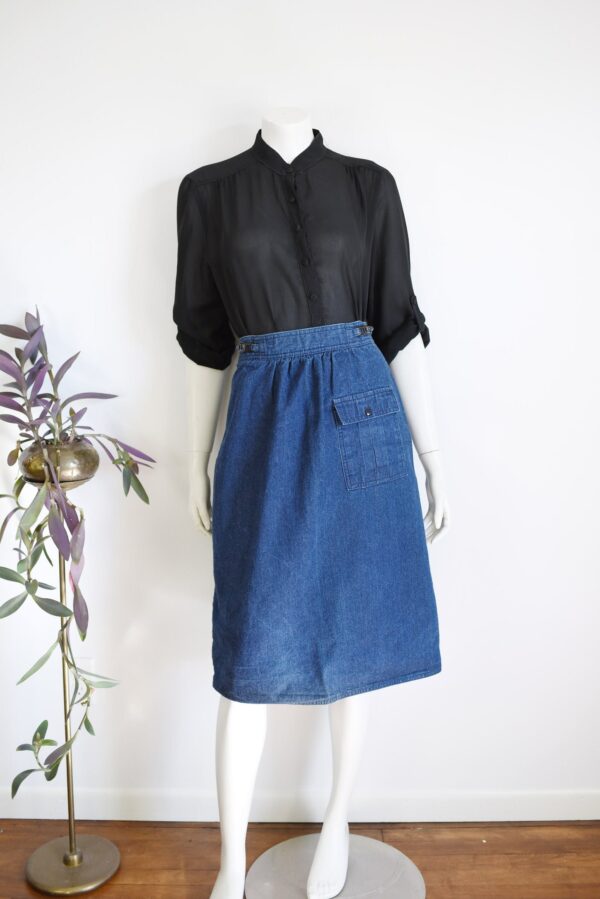 70S/80S Sasson Denim Wrap Skirt - S