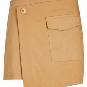 8 By Yoox Cotton Wrap Mini Skirt Woman Mini skirt Camel Size 6 Cotton, Elastane