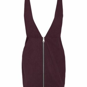 8 By Yoox Front-zip Pinafore Mini Dress Woman Mini dress Burgundy Size 12 Cotton