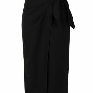 8 By Yoox Knot-wrap Midi Skirt Woman Midi skirt Black Size 2 Polyester, Viscose, Elastane