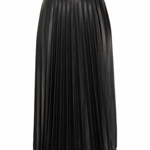 8 By Yoox Leather Pleated Midi Skirt Woman Midi skirt Black Size 6 Lambskin