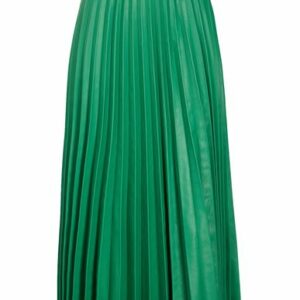 8 By Yoox Leather Pleated Midi Skirt Woman Midi skirt Green Size 2 Lambskin