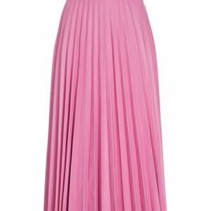 8 By Yoox Leather Pleated Midi Skirt Woman Midi skirt Pink Size 4 Lambskin