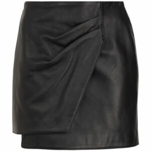 8 By Yoox Leather Wrap Mini Skirt Woman Mini skirt Black Size 2 Lambskin