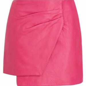 8 By Yoox Leather Wrap Mini Skirt Woman Mini skirt Magenta Size 12 Lambskin