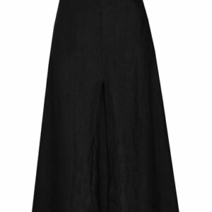 8 By Yoox Linen Front Slit Midi Skirt Woman Midi skirt Black Size 4 Wool