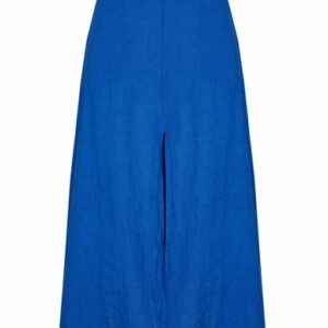 8 By Yoox Linen Front Slit Midi Skirt Woman Midi skirt Bright blue Size 6 Wool