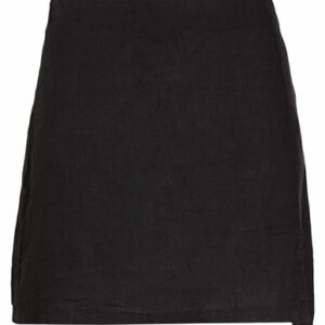 8 By Yoox Linen Front Slit Mini Skirt Woman Mini skirt Black Size 4 Linen