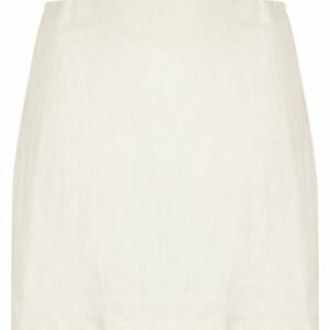 8 By Yoox Linen Front Slit Mini Skirt Woman Mini skirt Ivory Size 4 Linen