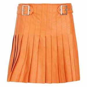 8 By Yoox Pleated Mini Skirt Woman Mini skirt Apricot Size 8 Polyurethane, Viscose