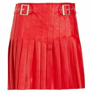 8 By Yoox Pleated Mini Skirt Woman Mini skirt Red Size 10 Polyurethane, Viscose