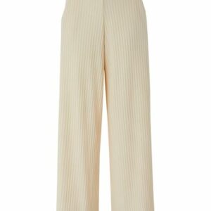 8 By Yoox Pull-on Ribbed Knit Culottes Woman Pants Ivory Size L Polyester, Viscose, Elastane