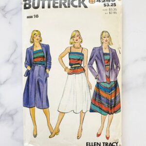 80S Butterick 4259. 36, 38 Bust Uncut Ff. Ellen Tracy Shoulder Pad Jacket Culottes Skinny Strap Camisole. 1980S Vintage Sewing Pattern Volup