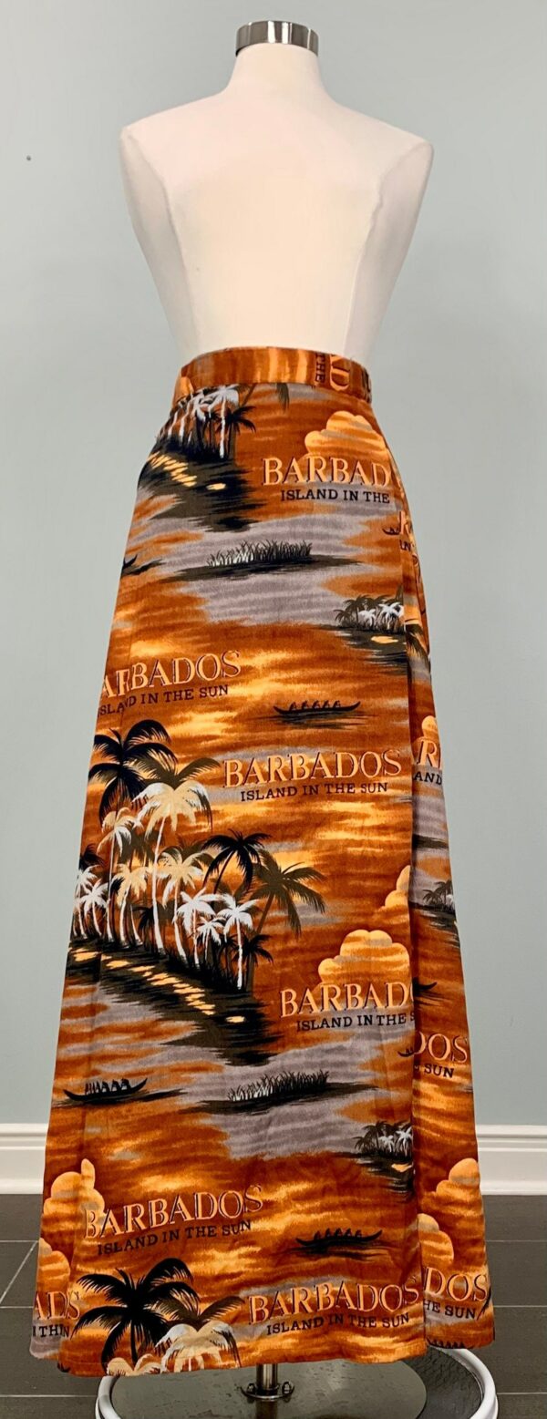 80S Tropical Brown Wrap Skirt By Bajan Of Barbados - Osfm 70S Beach Island in The Sun