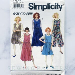 90S Simplicity 7948. 6-12, 10-16 Ff. Overalls Jumper Jumpsuit Romper Wide Leg Culottes Pants Plus Size Volup. 1990S Vintage Sewing Pattern