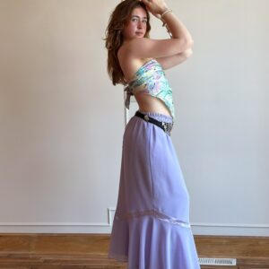 90S Y2K Pastel Purple Maxi Skirt Mermaid Core Fairy Girly Fishtail Hippie Revival M