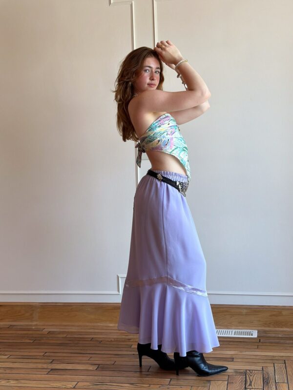 90S Y2K Pastel Purple Maxi Skirt Mermaid Core Fairy Girly Fishtail Hippie Revival M