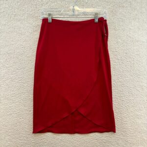 90's Vintage Slinky Stretch Wrap Midi Skirt S Small Red Cyber Grunge Whimsigoth in White, Women's (Size 28)