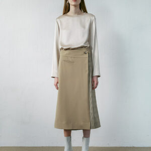 A-Line Wrap Skirt (Beige)