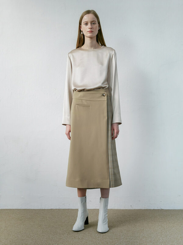 A-Line Wrap Skirt (Beige)