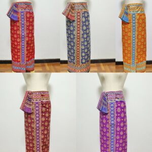 A Readymade Printed Batik Wrap Sarong Skirt, Traditional Thai/ Khmer Bridal Adjustable Skirt Up To 34 In. Waist, 42 Hips