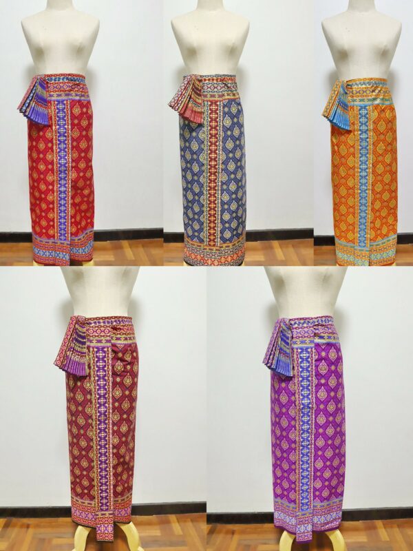 A Readymade Printed Batik Wrap Sarong Skirt, Traditional Thai/ Khmer Bridal Adjustable Skirt Up To 34 In. Waist, 42 Hips