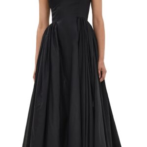 A. W.A. K.E. MODE Asymmetrical Off Shoulder Dress with Gathered Skirt Black 40