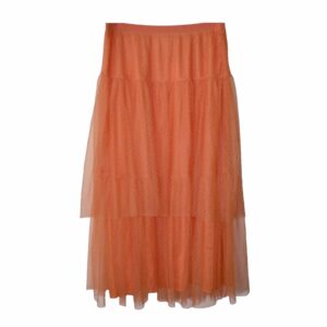 A8 NWT Anthropologie Evelyn Orange Mesh/tulle Skirt XL $148, Women's (Size 35)