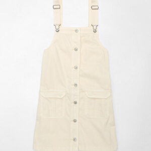 AE Button-Up Pinafore Dress Women's Cream XXS