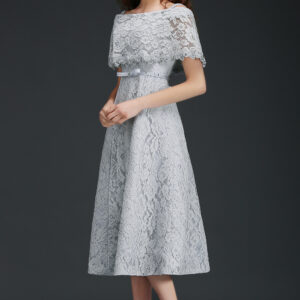 ALEXIS | A Line Off Shoulder Tea-Length Lace Homecoming Dresses With Sash