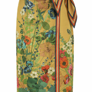 ALMAIS - Cresida Floral Linen-Blend Midi Wrap Skirt - Yellow - AU 14 - Moda Operandi