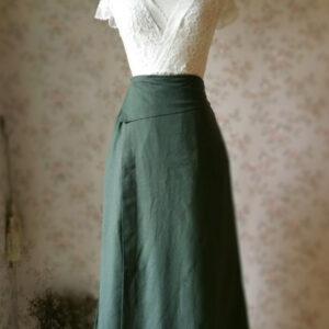 ARMY GREEN Linen Boho Skirt Women Loose Fitting Long Linen Wrap Skirt Outfit