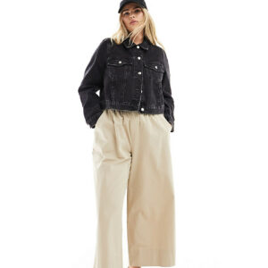 ASOS DESIGN Curve pull on culottes in stone-Neutral